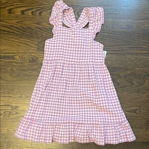 Cat & Jack Purple Checkered Kids Dress with Ruffle Cross-Back Straps